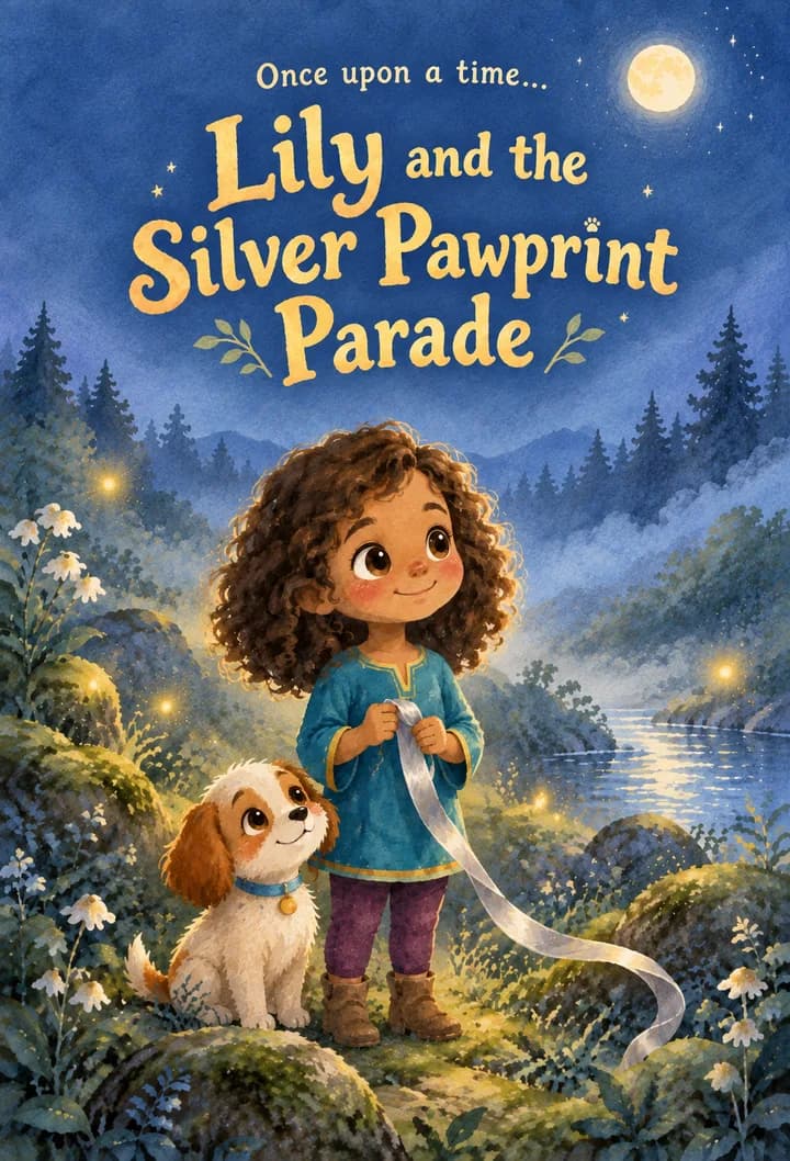 Cover of the book “Lily and the Silver Pawprint Parade”